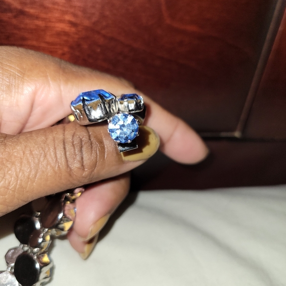 Vintage Weiss Blue Rhinestone Bracelet - Picture 7 of 7